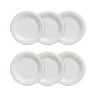 Kit 6 Pratos Rasos Brancos Para Refeição Melamina 25Cm