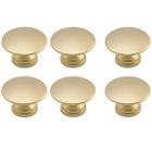 Kit 6 Puxador Ponto 31mm Dourado Escovado Para Gaveta