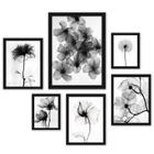 Kit 6 Quadros Flores Transparentes - Madeira Branca - Decoração - Medidas Variadas - Papel Fotográfico Brilhante