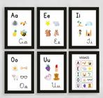 Kit 6 Quadros Vogais Vogal Letras Pedagogicos Educativos