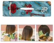 Kit 6 Rabicó faixa de cabelo estampada prática para coque feminina