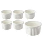 Kit 6 Ramekin Porcelana Branca 100ml Canelado Potinho Petisco Oxford Tigela Molhos