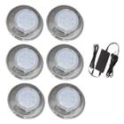 Kit 6 Refletor Hiper Led 9W Azul Inox 316L E Fonte 5A