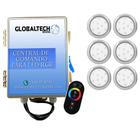 Kit 6 Refletor Led Piscina Rgb 9W Inox + Central Touch Rosca