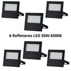 Kit 6 Refletores LED 50W Slim Luz Fria 6500K - Taschibra