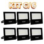 Kit 6 Refletores Taschibra TR LED 30 Slim 30W Preto