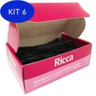 Kit 6 Ricca Basic Grampos Nº7 Para Cabelos Pretos 100