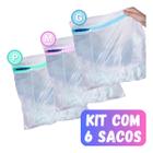 Kit 6 Saco Lavar Roupa Delicada Intima Saquinho 2 Menor + 2 Médio + 2 Grande