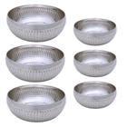 Kit 6 Saladeiras Tigela Bowl Inox Martelado 18 E 25Cm