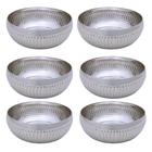 Kit 6 Saladeiras Tigela Bowl Inox Martelado 25Cm 3,5L