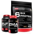 Kit 6 Six Protein 900g + ZMA Drol 120 Cáps + Burn Caff 60 Cáps - Bodybuilders