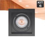 Kit 6 Spot de Embutir PAR20 Recuado Quadrado + Lamp