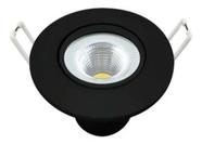 Kit 6 Spot Led 5w Redondo Embutir Branco Frio 9x9cm Preto