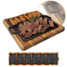 Kit 6 Tábuas De Churrasco e Porção Quadrada Com Chapas de Ferro Fundido - Brasa Store