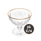 Kit 6 Taças de Sobremesa em Vidro com Fio Dourado Diamond Lyor 250ml