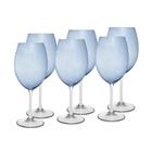 Kit 6 Taças De Vinho De Cristal Ecológico Banquet Azul 580Ml