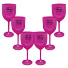 Kit 6 Taças Vinho Rosa Acrílico Personalizadas