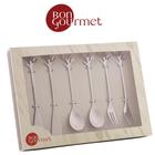 Kit 6 Talheres Aço Inox Leaves Prateado Bon Gourmet 28838