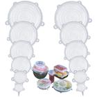 Kit 6 Tampas Silicone Universal Pote Panela Pote Forma Reutilizável Elástico - Branco