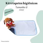 Kit 6 Tapetes Higiênicos Laváveis - Impermeável 70x50 - 200 Lavagens - Sanitário Ecológico para Cães