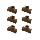 Kit 6 Tee PVC Redução Roscável Soldável 25mmx1/2'' Marrom