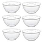 Kit 6 Tigelas Bowl 2,4 Lts Transparente 22,5x11Cm Com Tampa