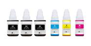 Kit 6 Tinta BK C M Y Gi190 1100 2100 3100 4100 G2110 G3110 - InkTank