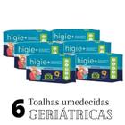 Kit 6 Toalhas Umedecidas Geriátrica Com Óleo de Girassol 80 Unidades Cada - Higie+