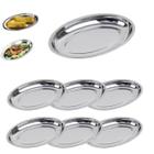 Kit 6 Travessa Oval Inox Funda Parmegiana Arroz 30cm 