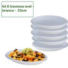 Kit 6 Travessa Saladeira Petisqueira Oval Le Chef Branca Plástico