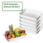 Kit 6 Travessa Saladeira Petisqueira Retangular c/ Alça 35,5X21,5X8,5 CM