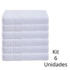 Kit 6 Un Toalha De Rosto Camesa Confort Branca 45cmx70cm Macia Alta Absorvição Para Hotéis e Pousadas