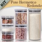 Kit 6 Unidades Potes Herméticos de Acrílico Redondo Paramount