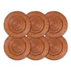 Kit 6 Unidades Sousplat Redondo Marrom Rattan 32Cm Rafimex