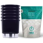 Kit 6 Vaso Autoirrigável Preto c Substrato Plantar Flores N2 - Raiz