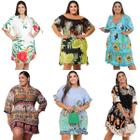 Kit 6 Vestido solto plus size jovem estampado florido lindo