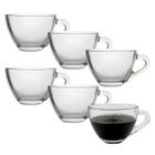 Kit 6 Xicara Caneca Copo De Vidro Transparente Café Chá Cappuccino Alça 80ml