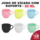 Kit 6 Xícara em Porcelana Variadas 95ml - Design-Moderno-Suporte-Prático-Conjunto-Café-Personalizada