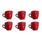 Kit 6 xicaras de café 70ml acrilico/plastico 5cm altura por 6cm diametro (pequena) plastico vermelho