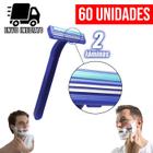 Kit 60 Aparelho de Barbear Descartável com 2 Lâminas e Lubrificante Barba Cabelo e Corpo