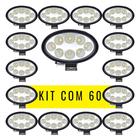 Kit 60 Faróis Led Oval 8 Led 24W 12V 24V Branco Jeep Trator - fx automotive