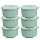 Kit 6pc Pote Mantimento Plástico Tampa c/ Visor 500ml Marmita Vasilha Organizadora Cozinha Resistente