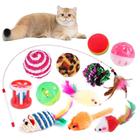 Kit 7 Brinquedos para Gatos Ratinho Bolinha Varinha Gatinho