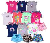 Kit 7 Conjunto Infantil Feminino Roupa de Verão Menina