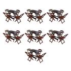 Kit 7 Conjuntos de Mesa Dobravel com 4 Cadeiras de Madeira 120x70 para Restaurante e Bar - Imbuia