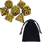 Kit 7 Dados Rpg Amarelo D&d Runas D4 D6 D8 D10 D10% D12 D20