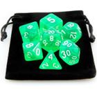 Kit 7 Dados RPG de Mesa Conjunto Verde Translúcidos - Genérico