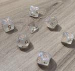 Kit 7 dados rpg de mesa papel branca ouro translucido d4 d6 d8 d10 d12 d20 d100 d% compativel d&d tormenta - GENCHIN