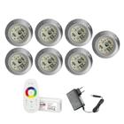 KIT 7 LED 9W RGB + CENTRAL E FONTE 12v P/ ILUMINAÇÃO PISCINA - BRUSTEC NP