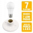 Kit 7 Luminárias de Teto Plafon Taschibra Porcelana Redondo Com Lâmpadas